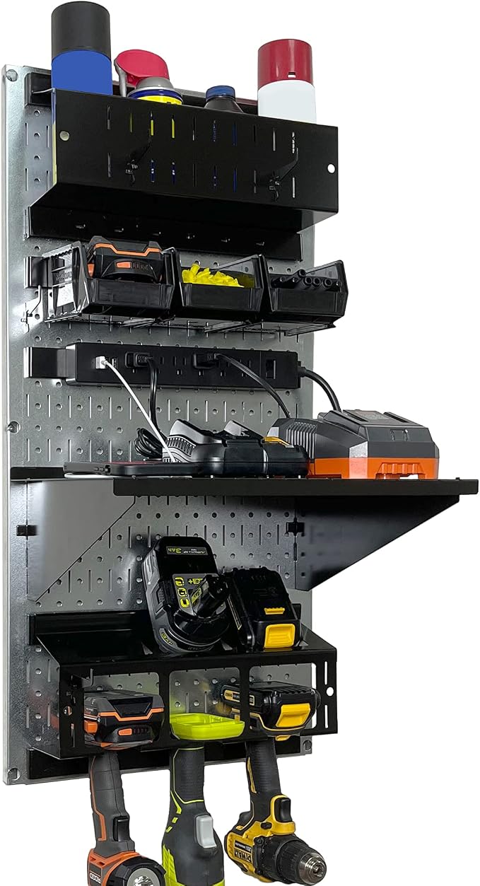 Wall Control Power Tool Storage Organizer Kit Cordless Drill Holder Charging by Wall+Control
