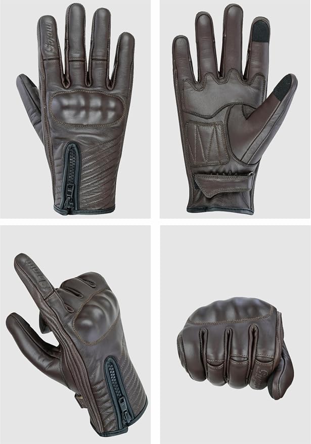 Full Finger Leather Motorcycle Gloves - Image 2