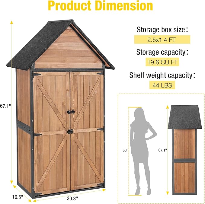 Outdoor Storage Shed, Vertical Wooden Tool Shed - Image 7