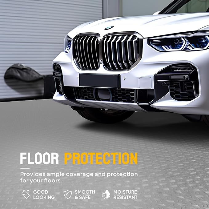 TUFFIOM 7.5 x 17 FT Garage Floor Mat, Thickened Diamond Plate PVC Garage Mats - Image 2