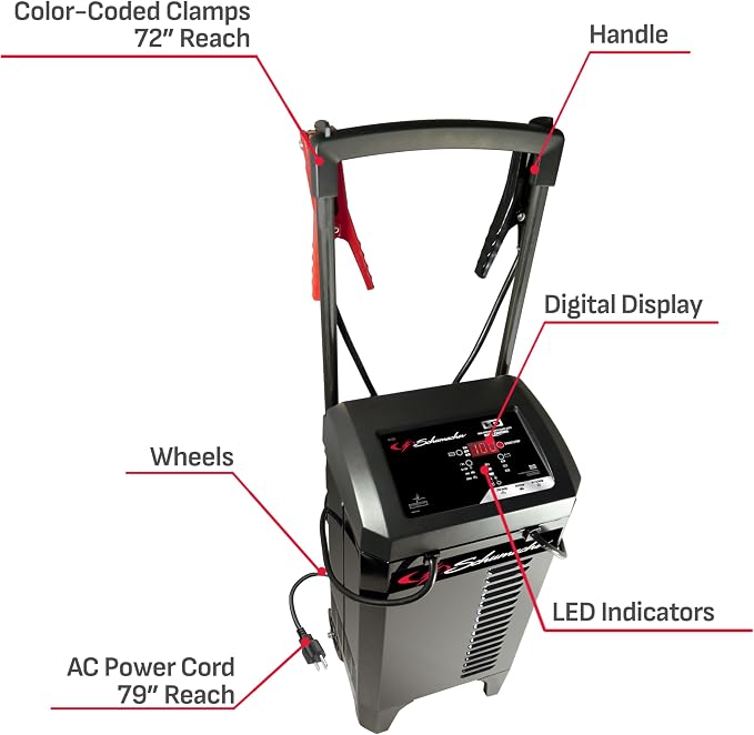 Schumacher Electric Wheeled Battery Charger and Engine Starter, Fully Automatic - Image 6