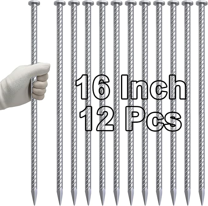 VVOKGO 16 Inch Rebar Stakes Metal Asphalt Anchoring Spikes Ground, 1/2 Inch by VVOKGO