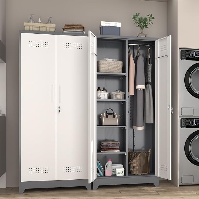GREATMEET 72.8" Broom Storage Cabinet, Utility Cabinets - Image 4