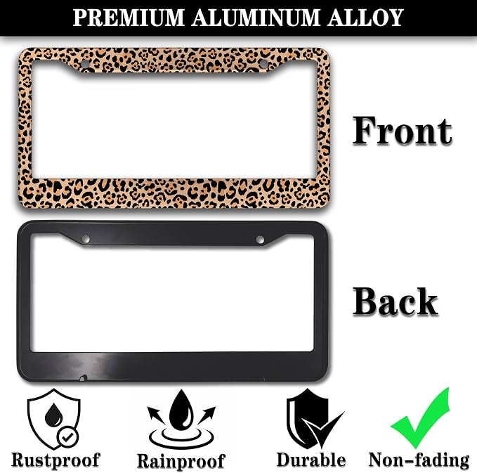 License Plate Frames Leopard Print Fun License Plate Frame Protector Cute - Image 3