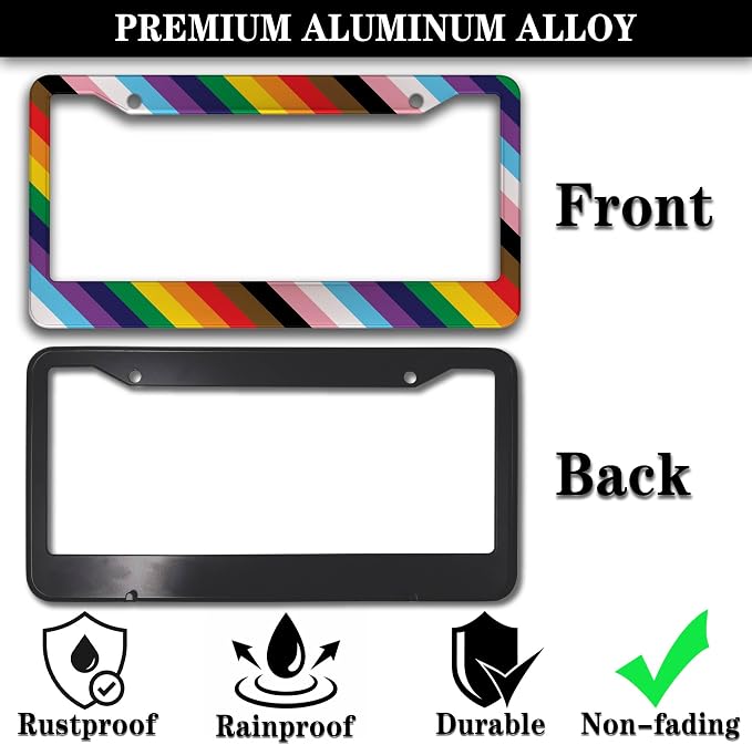 License Plate Frames Rainbow Front License Plate Bracket Rainbow Pride Flag - Image 3