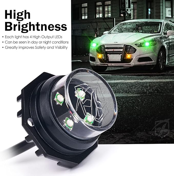 Xprite Amber Green LED Hideaway Strobe Lights Kit 20 Flashing Patterns - Image 2