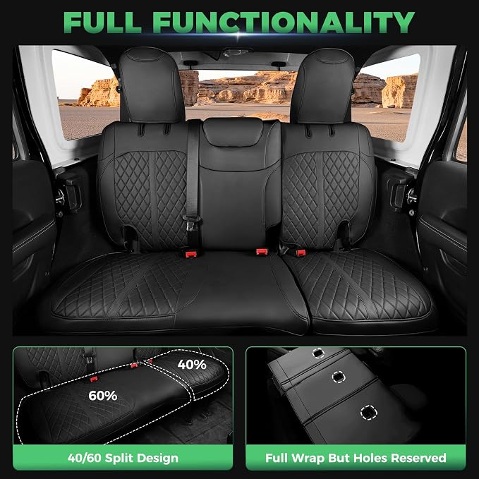 for Jeep Wrangler Seat Covers 4Door JL 2018 2019 2020 2021 2022 2023 2024 2025 - Image 5