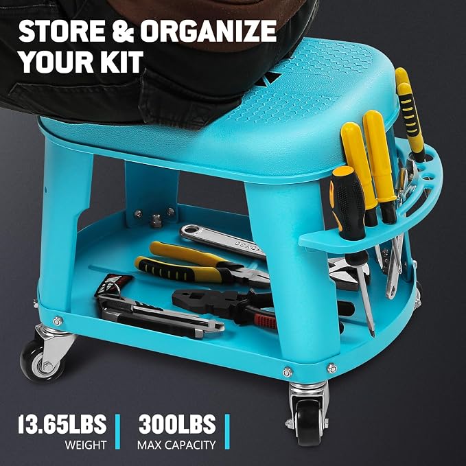 DNA MOTORING Removable Rolling Garage Stool - Image 7