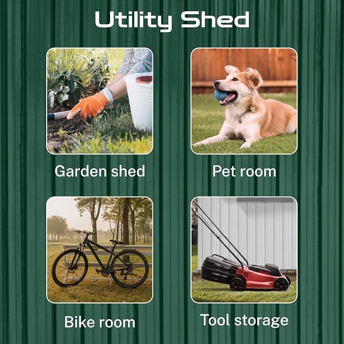 8 x 6 FT Outdoor Storage Metal Shed, Bike Garden Tool Shed - Image 8