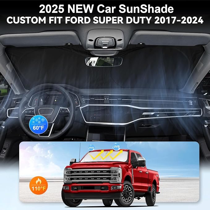 for Ford F250 F350 F450 F550 2017-2024 2025 Super Duty Crew Cab Windshield Sun - Image 2