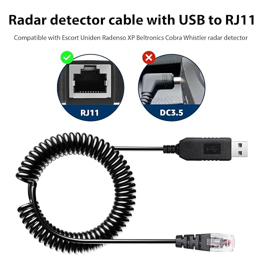 USB to RJ11 Plug Radar Detector Power Cable, USB 5V-12V Power Cable Compatible - Image 4