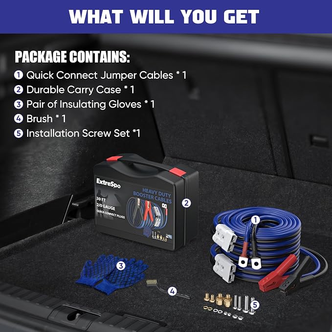 2/0 Gauge 30 FT Heavy Duty Jumper Cables, 1500Amp Quick Connect Booster Cables - Image 7