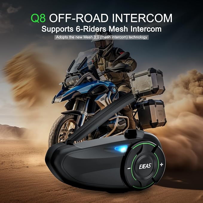 EJEAS Q8 2PC Motorcycle Bluetooth Headset, Upgraded Mesh 3.0 Intercom System - Image 2