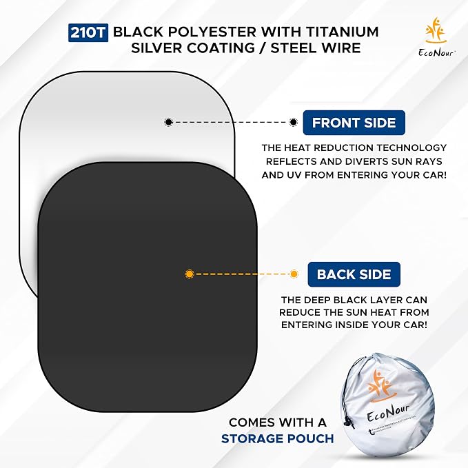 EcoNour 2-Piece Foldable Spring RV Windshield Sunshade, Reflective 240T Polyster - Image 6