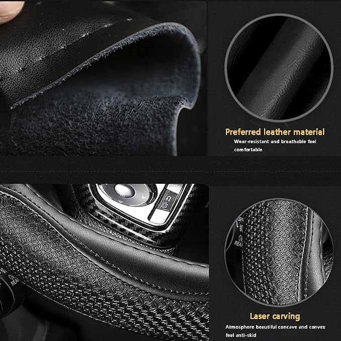 Leather Car Steering Wheel Cover 15 inch Universal Fit Microfiber Steering - Image 7