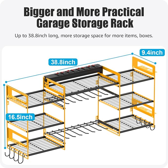 CCCEI Yellow Power Tool Organizer Wall Mount, Large Tools and Battery Storage - Image 5
