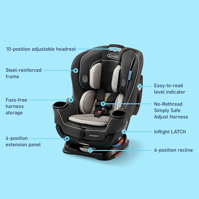 Graco Extend2Fit Convertible Baby Car Seat, Rear and Forward Facing, Adjustable - Image 7