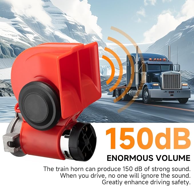 Train Horns kit for trucks, Air Horn for Motorcycle, Train Sound Car Horn Kit - Image 2