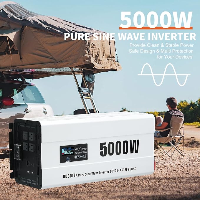 5000 Watts Power Inverter Peak 10KW, Pure Sine Wave 12V DC to 120V AC Off Grid - Image 9