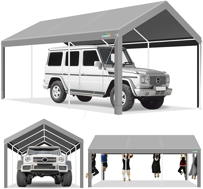 COBIZI Carport 10x20ft Heavy Duty Portable Garage, 2.0 Powder Coated Frame by COBIZI