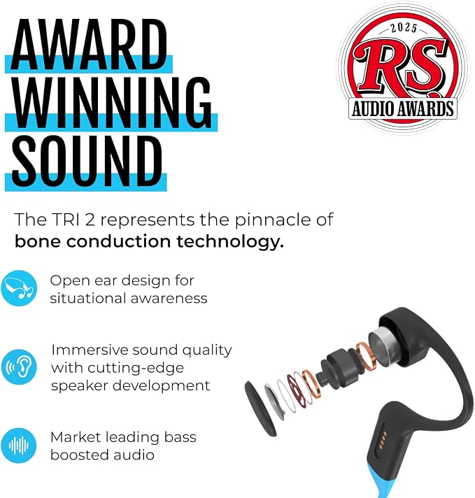 H2O Audio TRI 2 Multisport Waterproof Bone Conduction Open Ear Headphones - Image 4