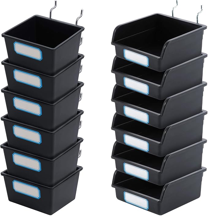 FRIMOONY Pegboard Bins with Hooks and Labels, - Image 7