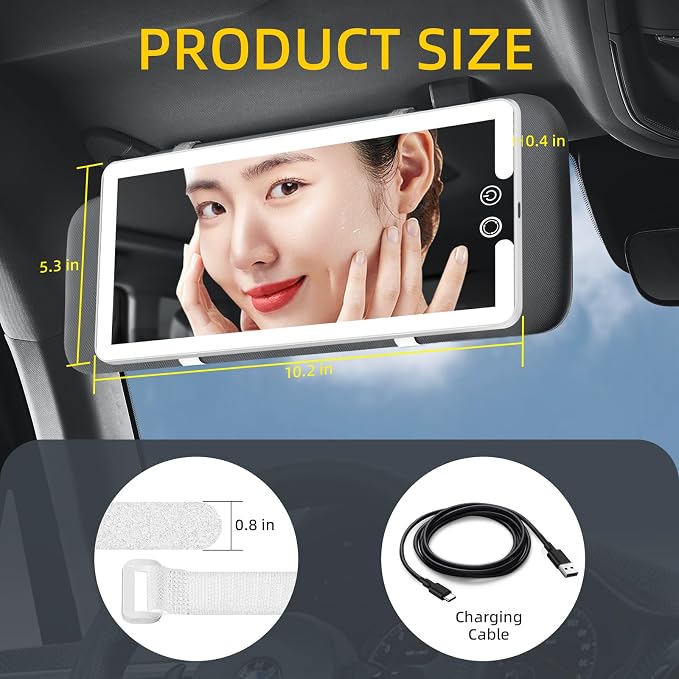 Car Sun Visor Vanity Mirror, Dimmable Makeup Mirror - Image 2