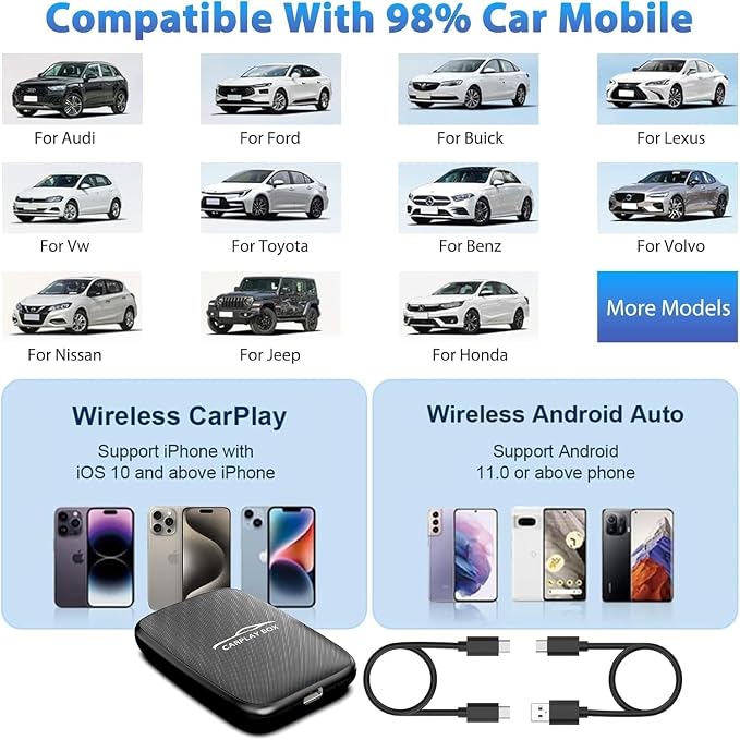 2025 Upgraded Wireless Carplay and Android Auto Dongle Support Netflix/YouTube - Image 5