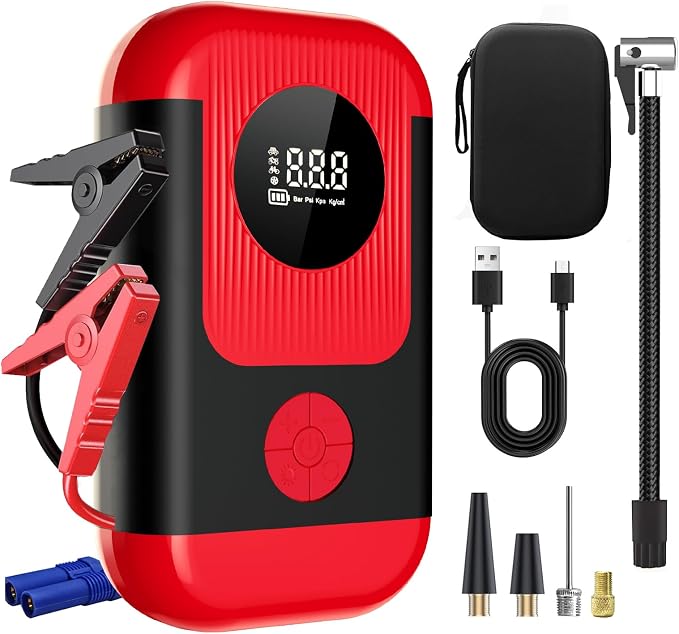 Tire Inflator Portable Air Compressor & Car Jump Starter, Cordless Air Pump by ApexNexus