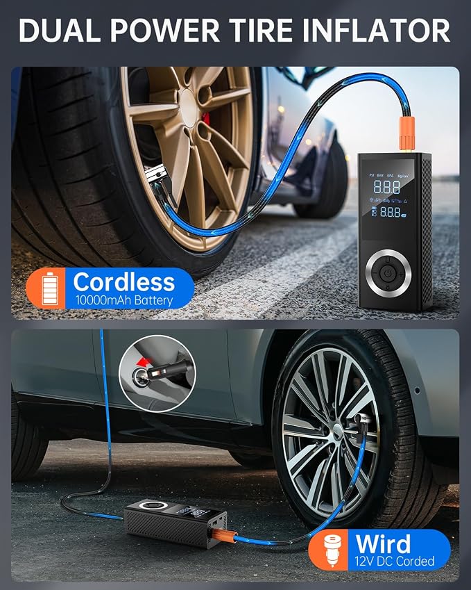 Tire Inflator Portable Air Compressor, 150 PSI Smart Air Pump - Image 3
