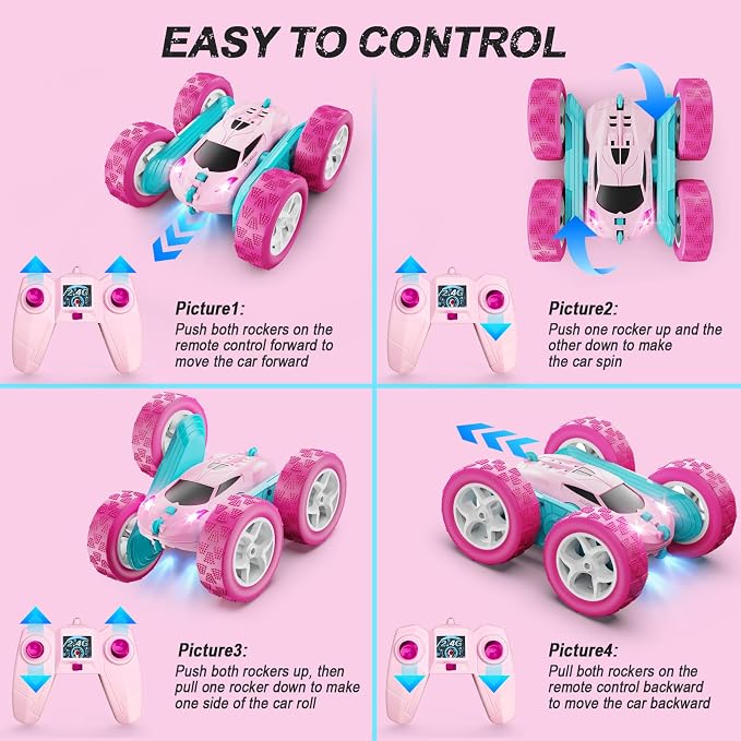 RC Cars, 2.4 GHZ Double Sided RC Stunt Car 360° Rotating Remote Control Crawler - Image 6