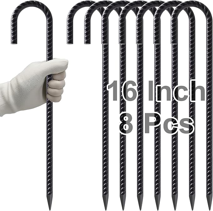 VVOKGO Rebar Stakes 16 Inches J Hook Heavy Duty Chain Link Fence Stakes by VVOKGO