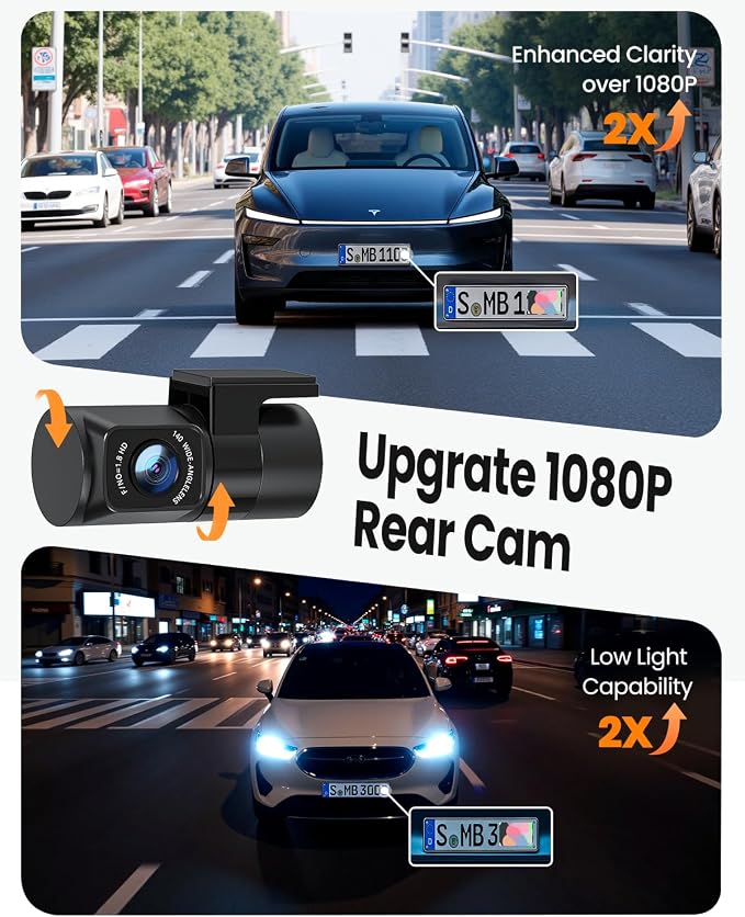 4K Dash Cam Front and Rear, Built-in WiFi GPS, 3.3"IPS Screen, HDR Night Vision - Image 2