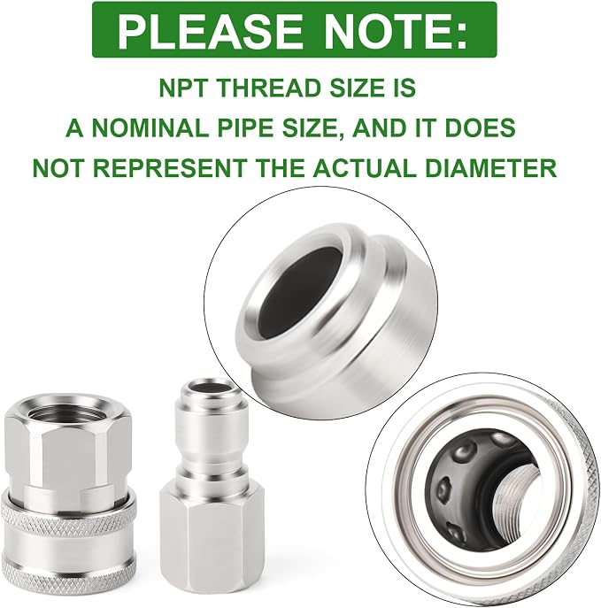 TAISHER 4PCS 304 Stainless Steel Pressure Washer Adapter Kit, Quick Connect - Image 3