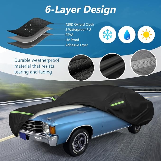 Waterproof Car Covers for Chevrolet Chevelle Malibu SS Sedan/Coupe 1964-1972 - Image 2