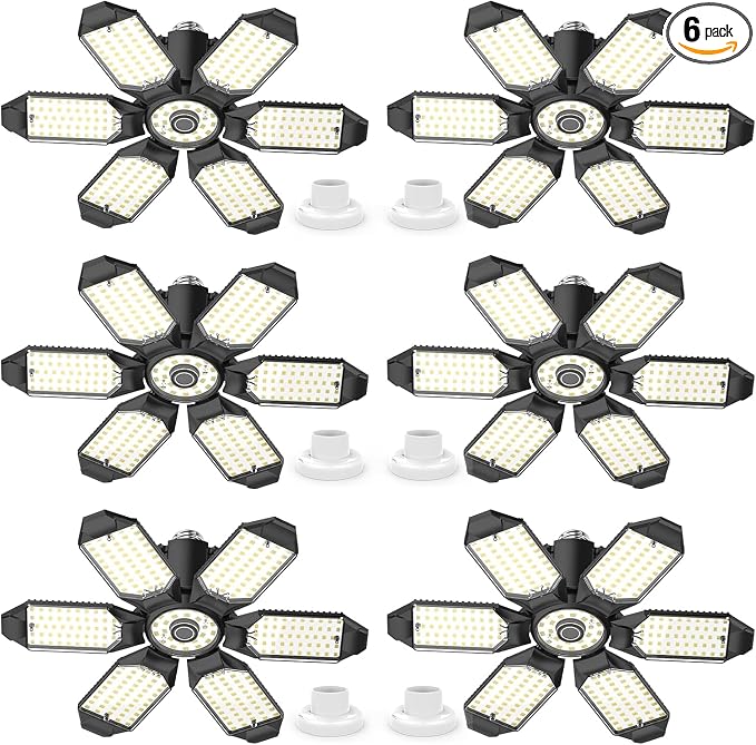 6 Pack 220W Garage Light Ceiling Led Deformable LED Shop Lights by Eqquorva