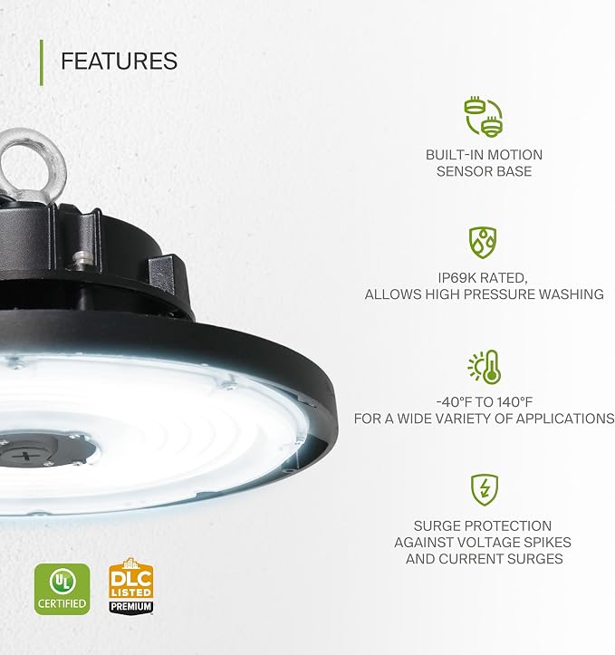 ASD LED High Bay UFO Light Fixture, Commercial Shop Lighting | Dimmable - Image 3