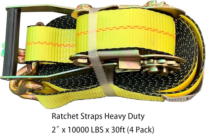 Ratchet Straps Heavy Duty 2" x 30' x 10000 lbs J Hook Tie Down Strap Ratcheting - Image 3