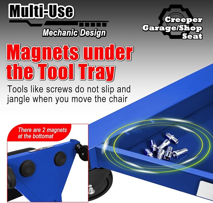 Mechanic Stool with Wheels, Hydraulic Adjustable Shop Stool on Wheels, Garage - Image 8