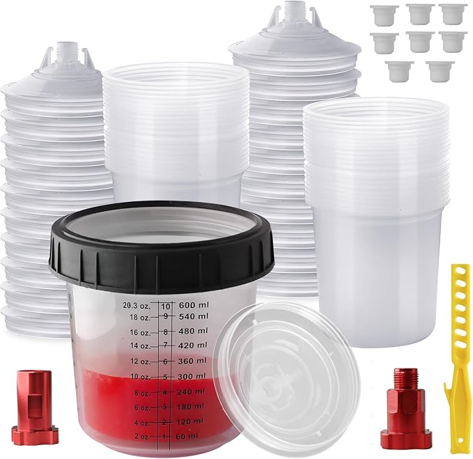 Disposable Paint Mixing Cup 20 Ounce Kit, HVLP Paint Sprayer Gun Mixing Cups by ROIKETU