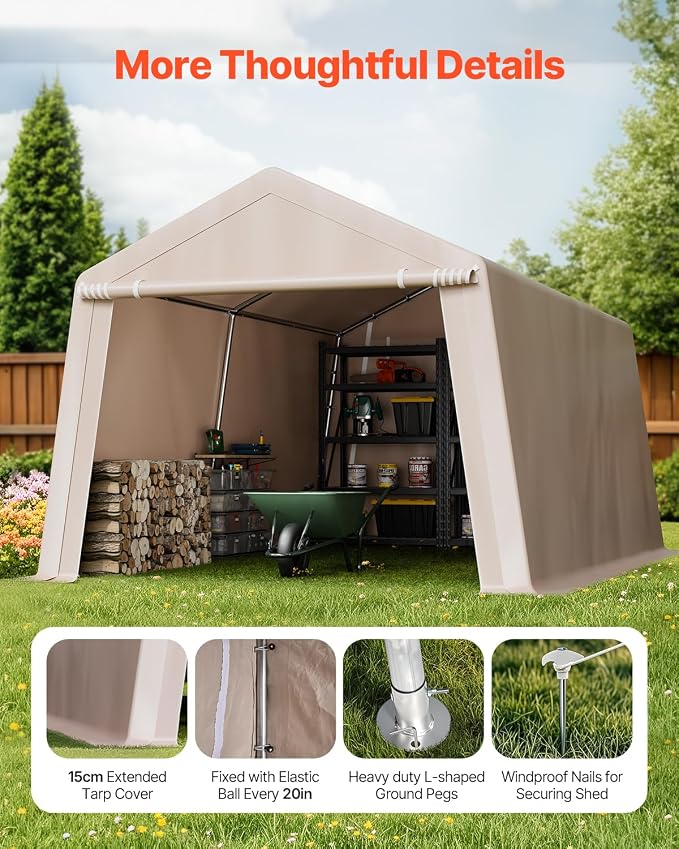 VEVOR Outdoor Storage Shed, 10 x 15 ft Portable Storage Tent - Image 6