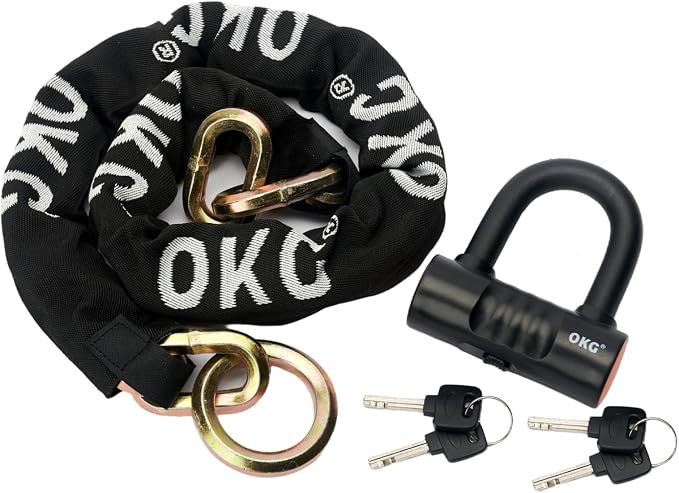 OKG Ultra Security Motorcycle Chain Lock, 4 Keys, 5 ft x 1/2in Thick Motorcycle by OKG