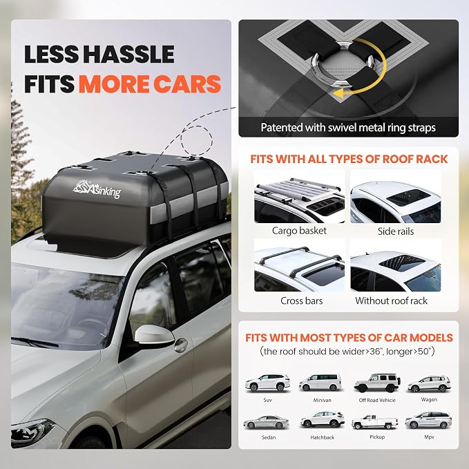 Asinking Car Rooftop Cargo Carrier Bag - Image 6