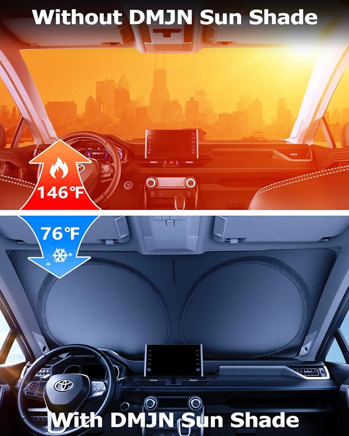 DMJN Windshield Sun Shade Car, Keep Car Cool & Interior Protection Sunshade - Image 4