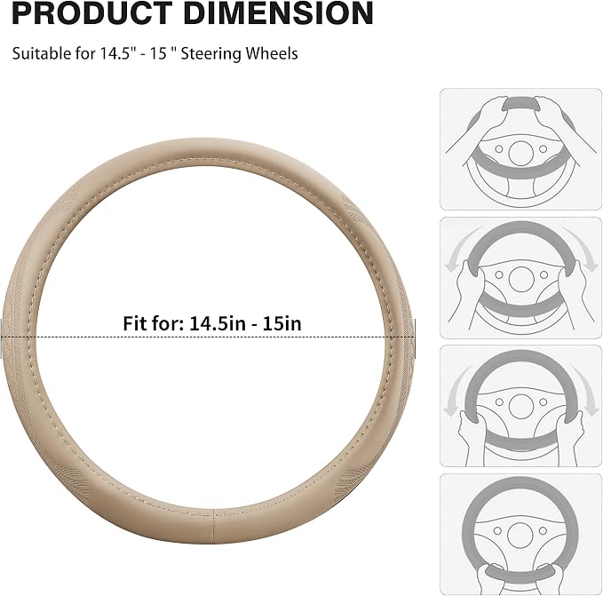 【2025 Model】 Breathable Soft Leather Car Steering Wheel Cover - Image 8