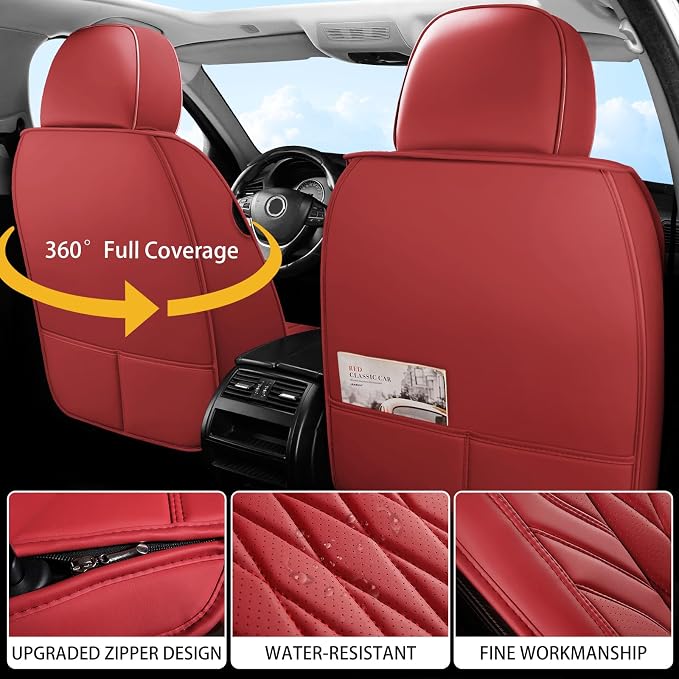 WELLDO Car Seat Covers Full Set, Leather Seat Covers - Image 3