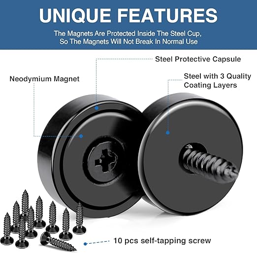 MIKEDE Magnets with Hole, 70LB Strong Rare Earth Magnets, Powerful Pot with - Image 4