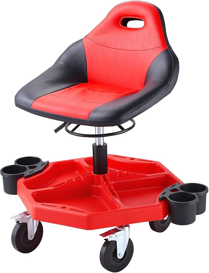 Rolling Garage Stool 300LBS Adjustable Mechanic Work Shop Seat w/Casters - Image 7