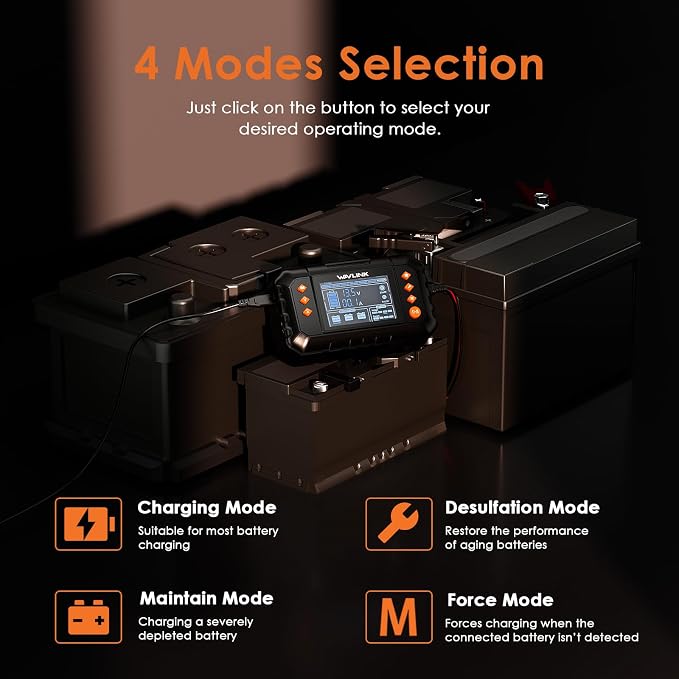 WAVLINK Smart Battery Charger, Car Battery Charger - Image 3