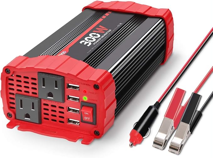 BYGD 300W Car Power Inverter, DC 12V to 110V AC Vehicle Plug Adapter Converter by BYGDOfficialStore